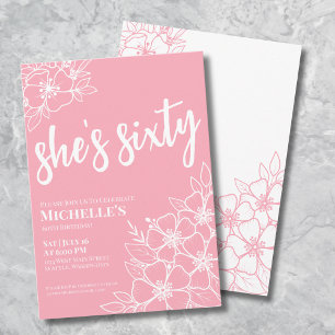 Roze 60ste verjaardag kaart