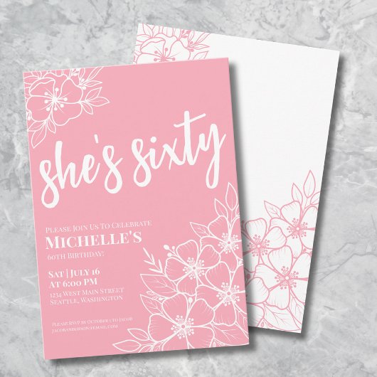 Roze 60ste verjaardag kaart