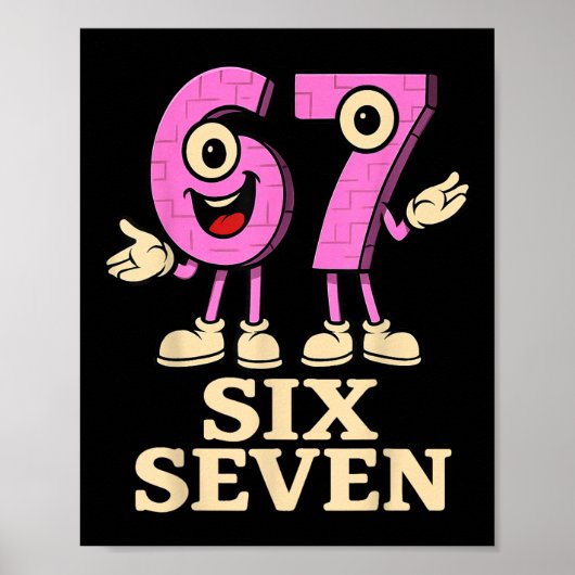 Roze 67 Zes Zeven 6-7 - Grappige Italiaanse Brainr Poster (Voorkant)