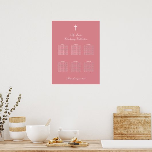 Roze 6 Tabelkerstabel Poster (Keuken)