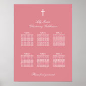 Roze 6 Tabelkerstabel Poster (Voorkant)