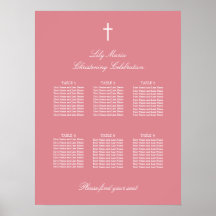 Roze 6 Tabelkerstabel Poster