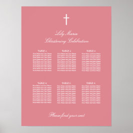 Roze 6 Tabelkerstabel Poster