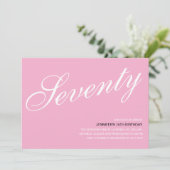 Roze 70e verjaardag Uitnodigingen (Staand voorkant)