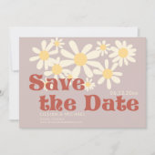  Roze 70s Daisy Foto Bruiloft Save the Date Kaart (Voorkant)
