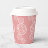 Roze 70s Retro Disco Balls Bruiloftsfeest Papieren Bekers (Achterkant)