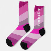 Roze 70s Stripes Gepersonaliseerde naam Sokken (Links)
