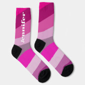 Roze 70s Stripes Gepersonaliseerde naam Sokken (Rechts)