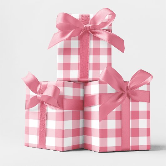 Roze 7,5 cm geruite check cadeaupapier