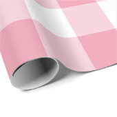 Roze 7,62 cm geruite controle cadeaupapier (Rol Hoek)