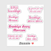 Roze 7 Aangepaste Teksten Naam Manuscript Decale S Sticker (Vel)