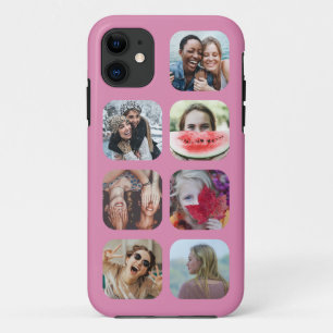 Roze 7 vierkante foto collage Sjabloon Case-Mate iPhone Case
