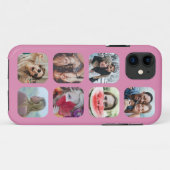 Roze 7 vierkante foto collage Sjabloon Case-Mate iPhone Case (Achterkant (horizontaal))