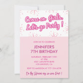 Roze 7e verjaardag uitnodigingen trendy fun mode (Voorkant)