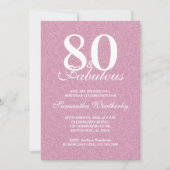 Roze 80 Fabulous Verjaardag Typography Kaart (Voorkant)
