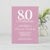 Roze 80 Fabulous Verjaardag Typography Kaart (Staand voorkant)