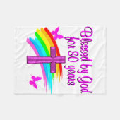  ROZE, 80 JAAR LANG DOOR GOD GEZEGEND FLEECE DEKEN (Voorkant (Horizontaal))