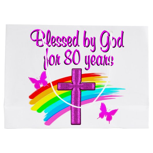  ROZE, 80 JAAR LANG DOOR GOD GEZEGEND LARGE CADEAUTASJE (Achterkant)