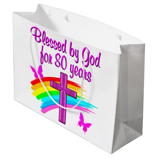  ROZE, 80 JAAR LANG DOOR GOD GEZEGEND LARGE CADEAUTASJE (Achterkant Gekanteld)