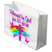  ROZE, 80 JAAR LANG DOOR GOD GEZEGEND LARGE CADEAUTASJE (Voorkant Gekanteld)