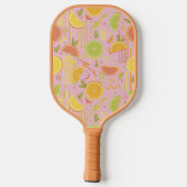 Roze 80’s citrusvruchten plakjes pickleball paddle (Achterkant)