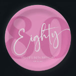 Roze 80e tachtigste verjaardagsfeestje papieren bordje<br><div class="desc">Dit is een roze tachtig tachtig tachtigste verjaardagsfeestje papieren Borden!</div>