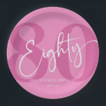 Roze 80e tachtigste verjaardagsfeestje papieren bordje<br><div class="desc">Dit is een roze tachtig tachtig tachtigste verjaardagsfeestje papieren Borden!</div>