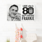 Roze 80e verjaardag bekijk nu 80 aangepaste foto's spandoek (Insitu)