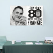 Roze 80e verjaardag bekijk nu 80 aangepaste foto's spandoek (Beurs)