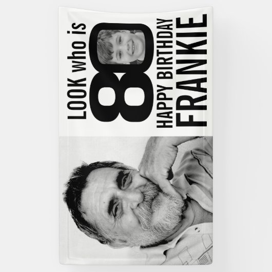 Roze 80e verjaardag bekijk nu 80 aangepaste foto's spandoek (Verticaal)