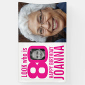 Roze 80e verjaardag bekijk nu 80 aangepaste foto's spandoek (Verticaal)