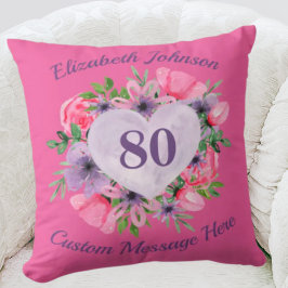 Roze 80e verjaardag van de "Pillow" voor vrouwen Kussen