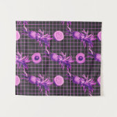 Roze 80s ananas Mango Lemon Pattern Wandkleed (Voorkant (horizontaal))