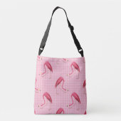 Roze 80s Flamingo Disco Pattern Crossbody Tas (Achterkant)