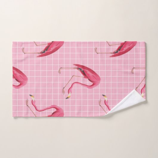 Roze 80s Flamingo Disco Pattern Handdoek (Handdoek)