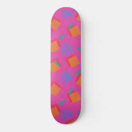 Roze 80s Memphis Design Geometrische vormen Persoonlijk Skateboard