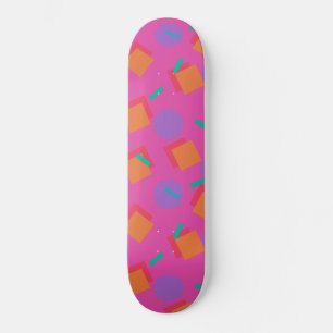 Roze 80s Memphis Design Geometrische vormen Persoonlijk Skateboard