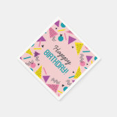 Roze 80s Patroon Verjaardag Servet (Hoek)