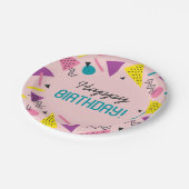 Roze 80s Pattern Birthday  Papieren Bordje (Gekanteld)