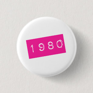 Roze 80s Retro Grafische geboortedag Ronde Button 3,2 Cm
