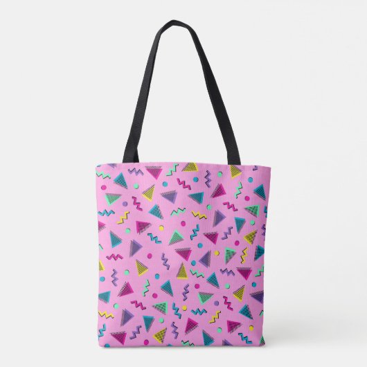 Roze 80s stijlmonogram tote bag (Achterkant)