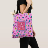 Roze 80s stijlmonogram tote bag (Dichtbij)