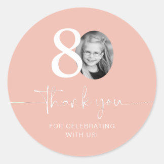Roze 80ste verjaardag ronde sticker