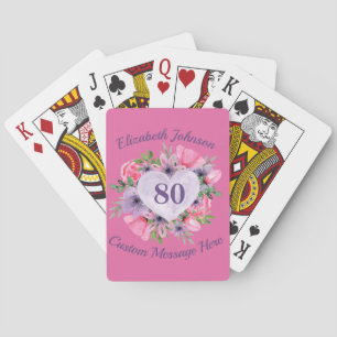 Roze 80th Birthday-speelkaarten Pokerkaarten