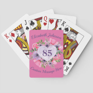 Roze 85th Birthday-speelkaarten voor vrouwen Pokerkaarten