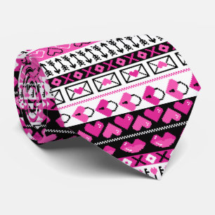Roze 8 Bit Liefde harten Stropdas