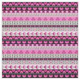 Roze 8 bit Love Hearts Stof