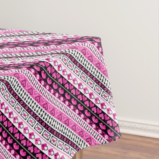 Roze 8 bit Love Hearts Tafelkleed (Voorbeeld)