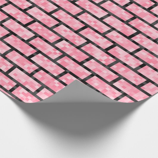 Roze, 8-bits, pixelated Style Bricks Pattern Cadeaupapier (Hoek)
