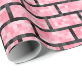 Roze, 8-bits, pixelated Style Bricks Pattern Cadeaupapier (Rol Hoek)